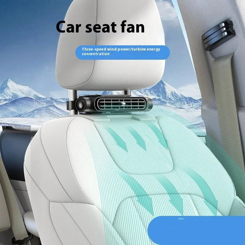 USB car seat fan with Velcro strip and 3-speed button in beige colour