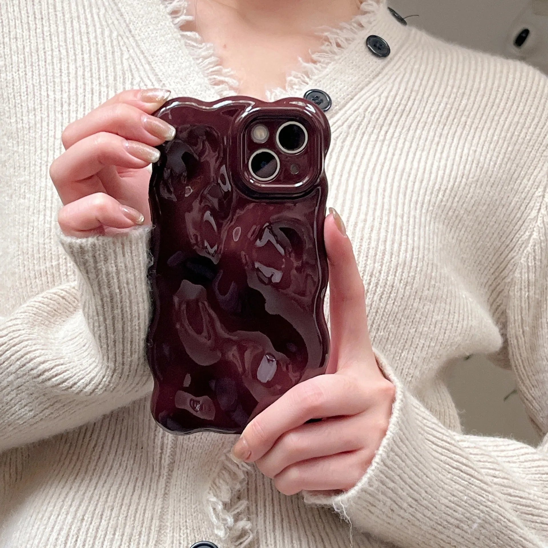 Ankela wine red TPU phone case for iPhone 16 Pro Max with full coverage anti-fall protection