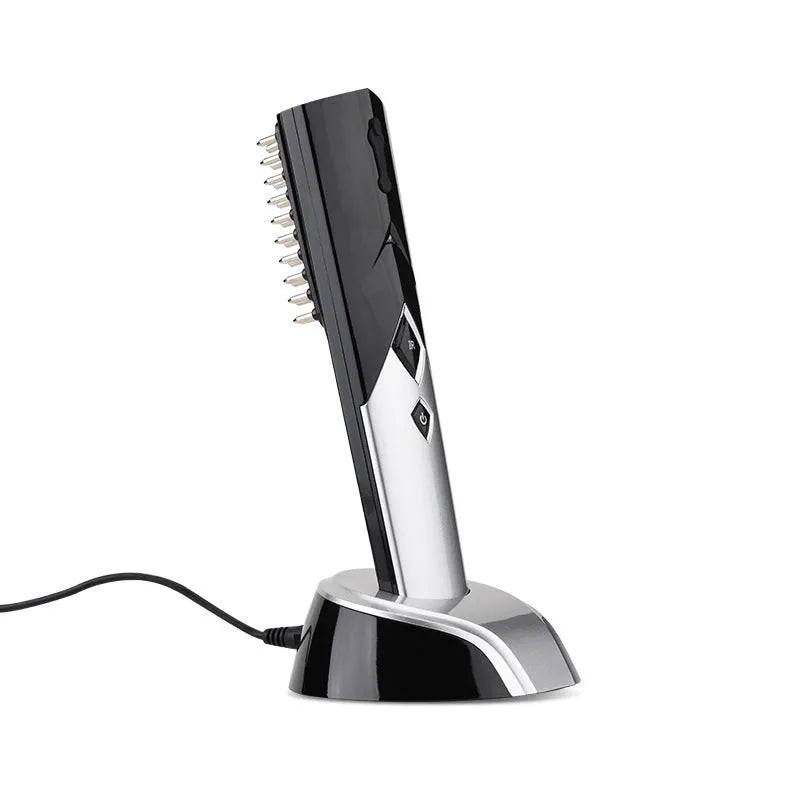 Black ABS vibration far-infrared hair care massage comb with USB power, 15-20cm length, 203*53*42mm specification