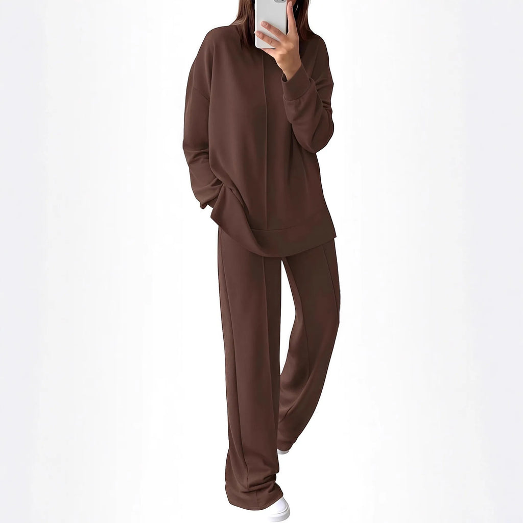 Women's long-sleeve polyester sports suit top and trousers in army green