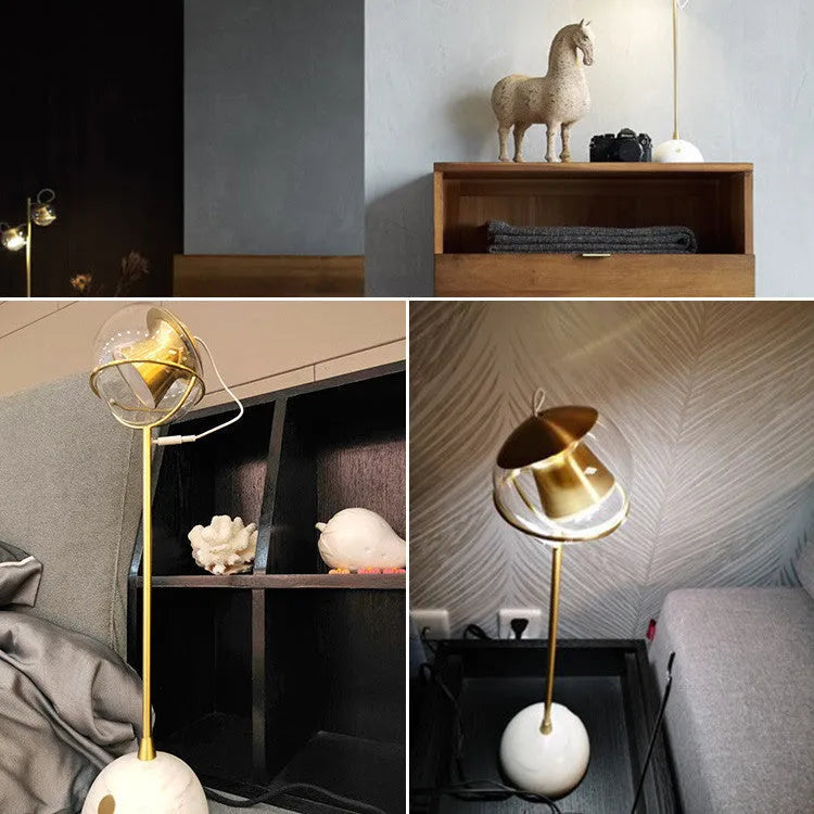 Glass lampshade desk lamp with touch switch dimming control and LED light source