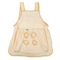 Beige plush pet carrier apron with adjustable neck strap and pet head opening
