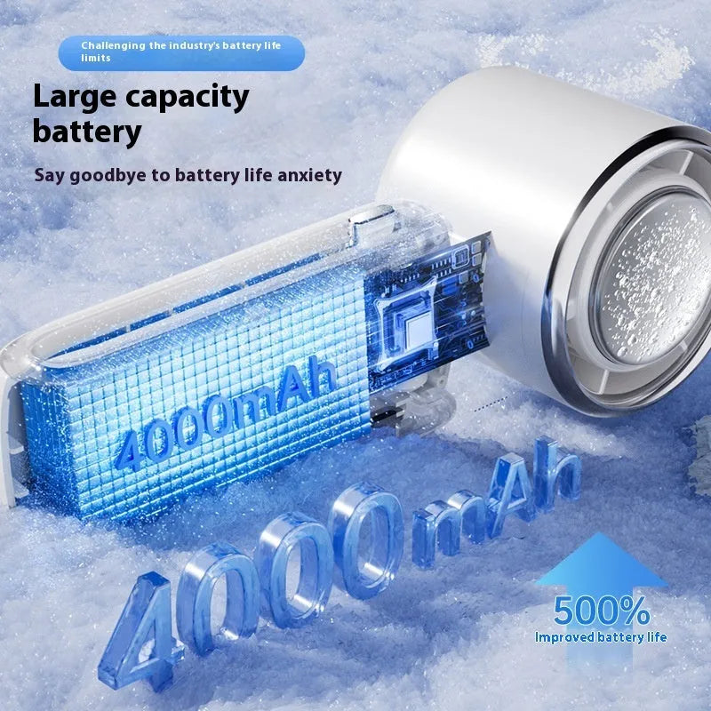 USB rechargeable handheld folding mini fan showing adjustable speed controls and compact folded design