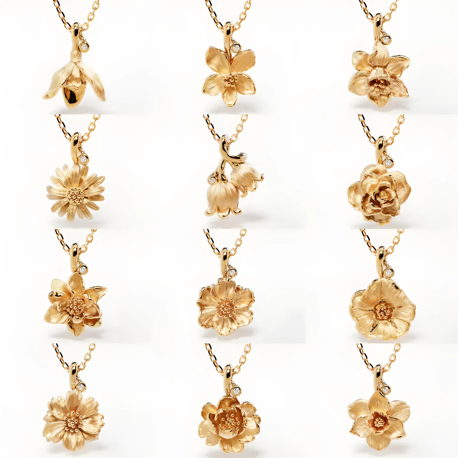 Women's creative all-match flower pendant necklace made of 304 stainless steel with 18K gold electroplating, 45cm chain length