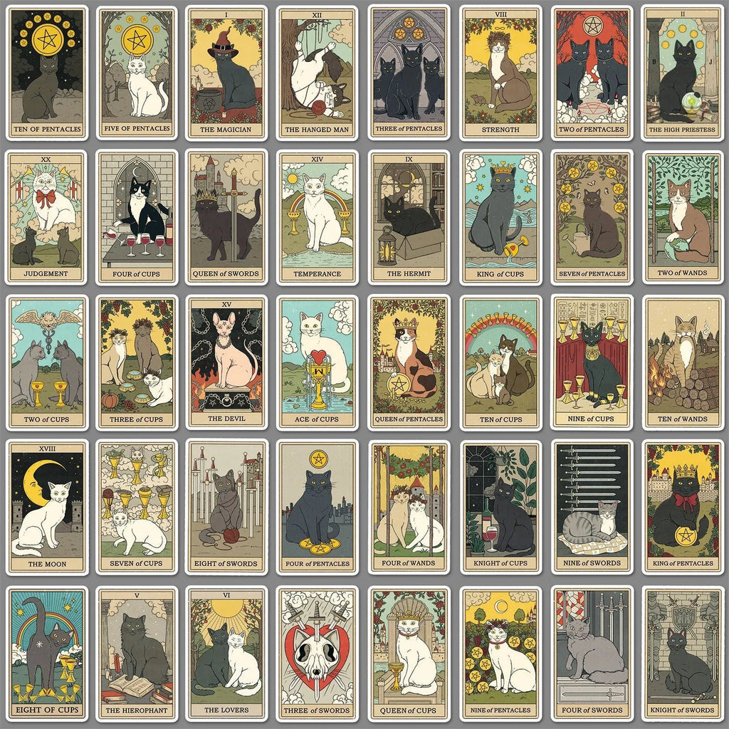 78 tarot card waterproof luggage stickers in cute style, offset printed, colour 78 tarot cards-535