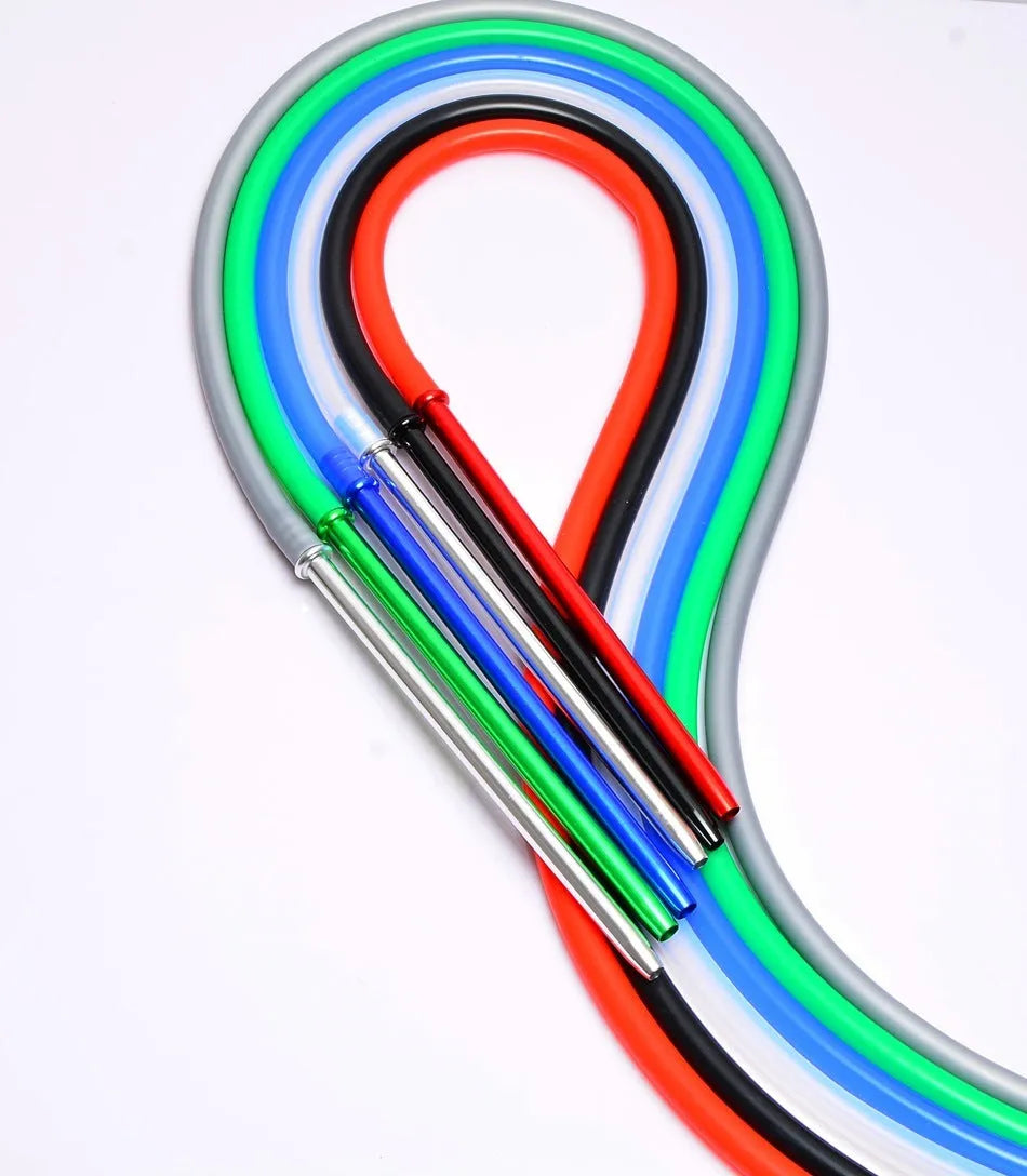 Silicone hookah hose with aluminium fittings in modern design showing six colour options
