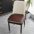 Leather horseshoe-shaped seat cushion with non-slip base in beige colour showing size dimensions
