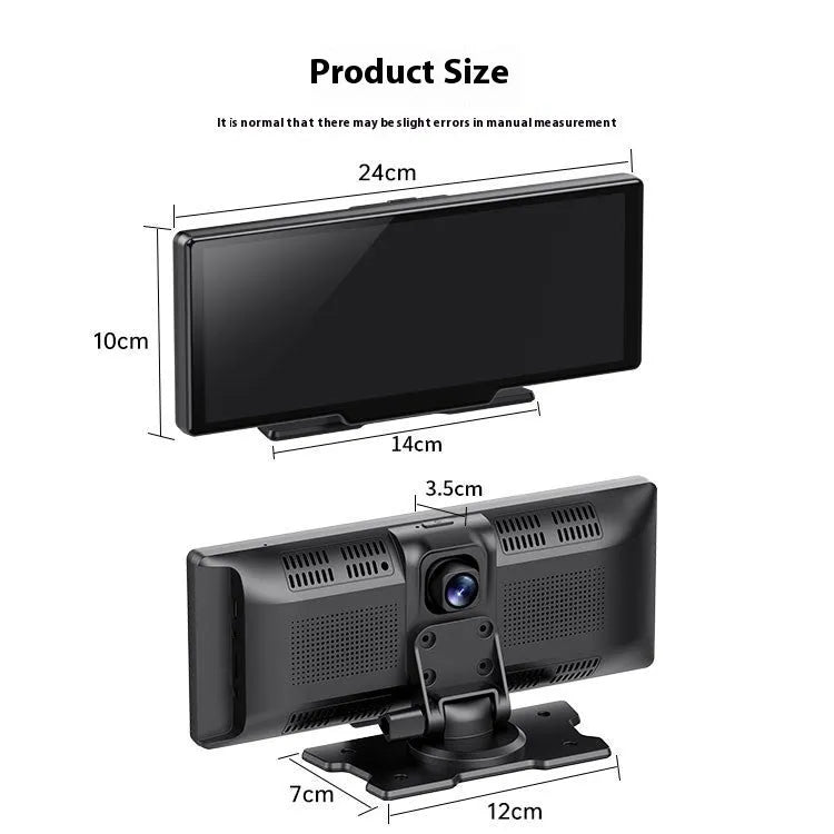 10-inch car smart touch screen with Apple CarPlay and front and rear recording camera