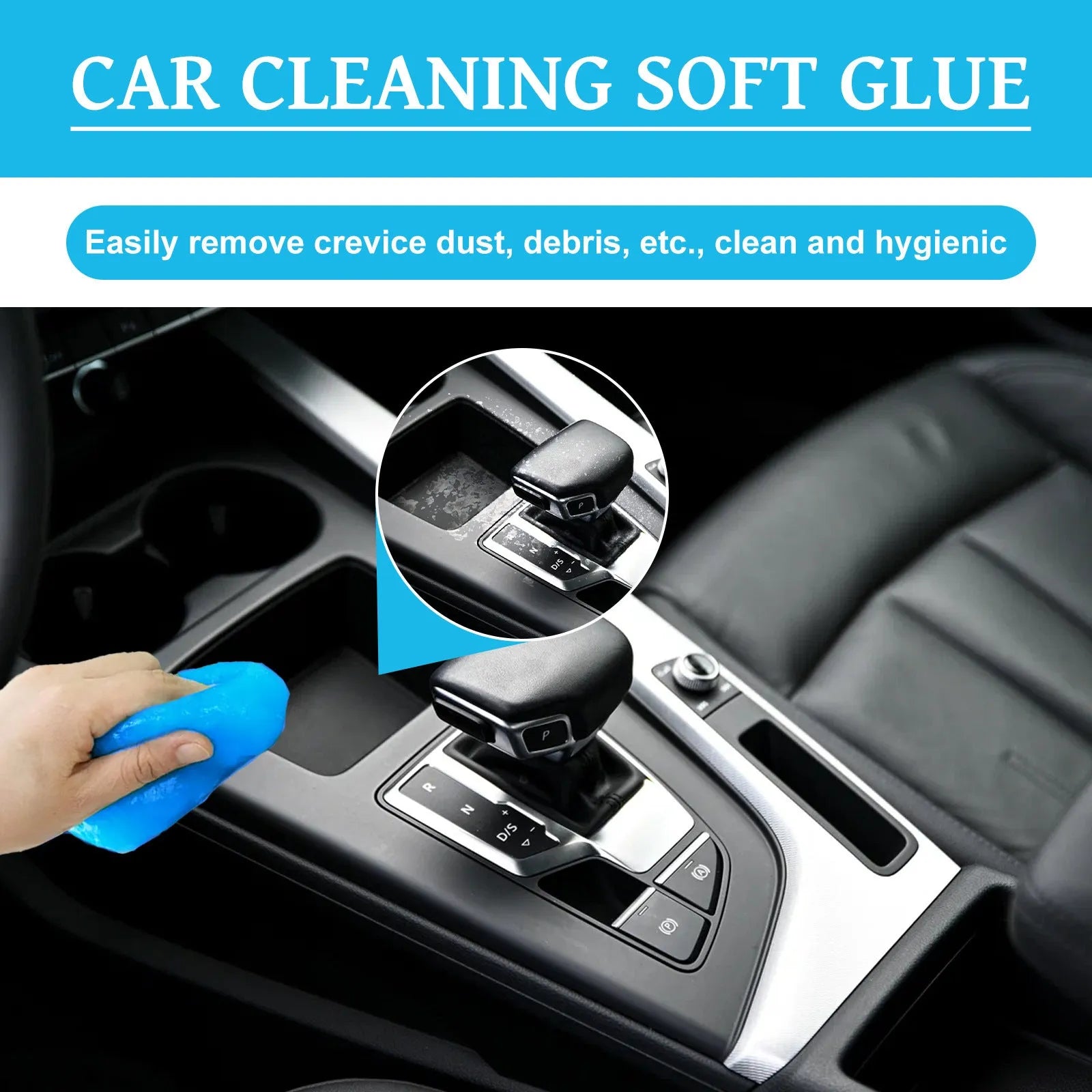 Car cleaning interior soft gel adhesive for dust removal from vents and gaps.