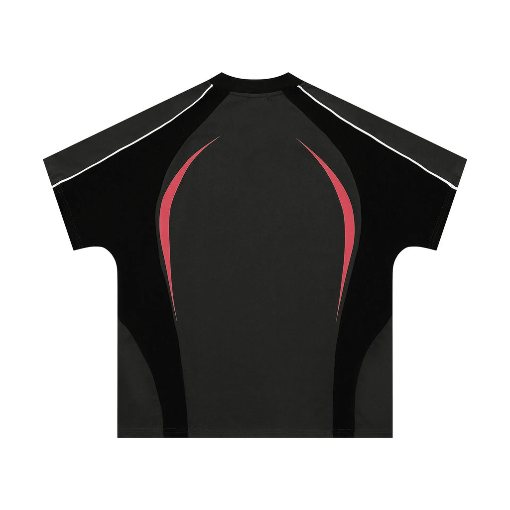 Men's loose fit black T-shirt with white letters print, short sleeves, pullover style