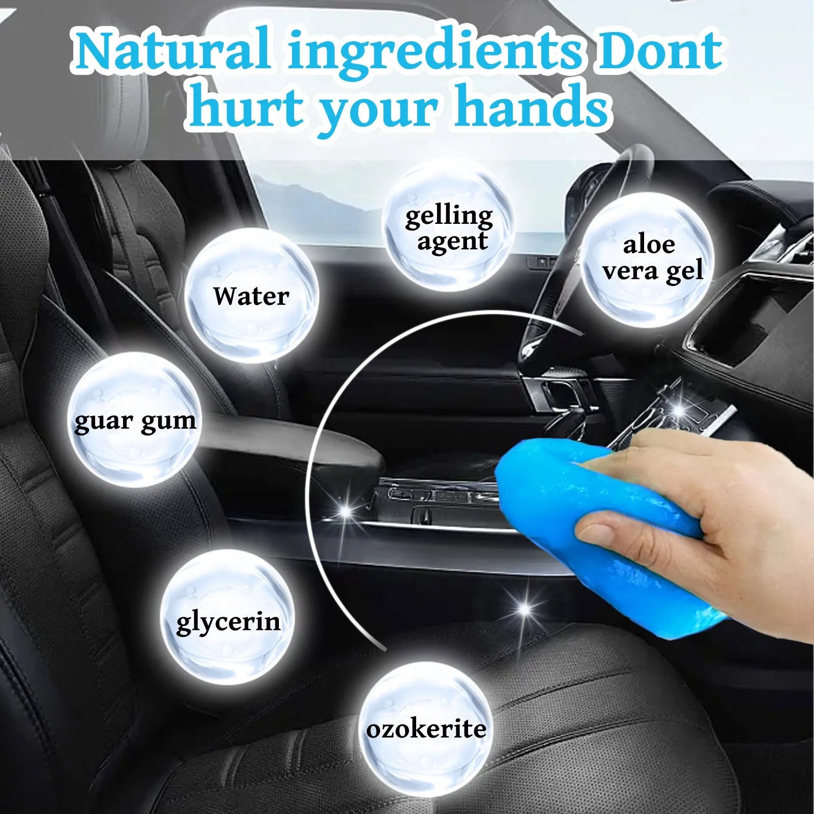 Car cleaning interior soft gel adhesive for dust removal from vents and gaps.