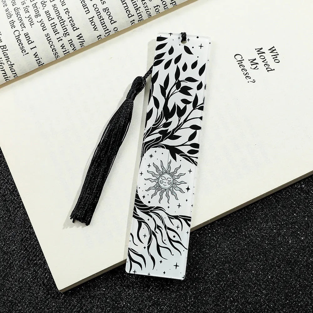 Skull pattern acrylic tassel bookmark in one of ten colour options A to J