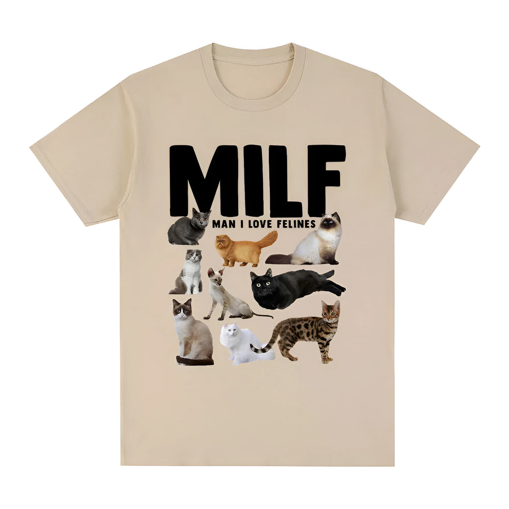 Casual cat lovers graphic t-shirt with geometric print in multiple colour options on a cotton pullover.
