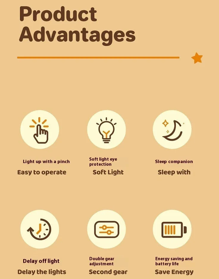 Cartoon animal silicone USB night light with dimmer switch on a bedside table.