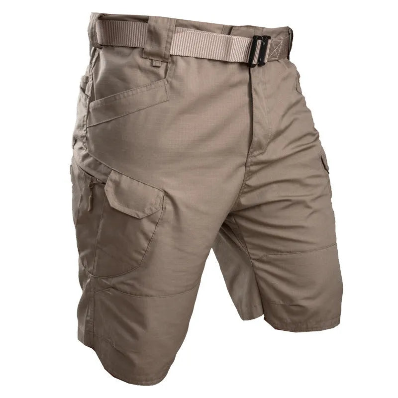 Men's cotton blend tactical shorts in camouflage pattern for outdoor hiking.