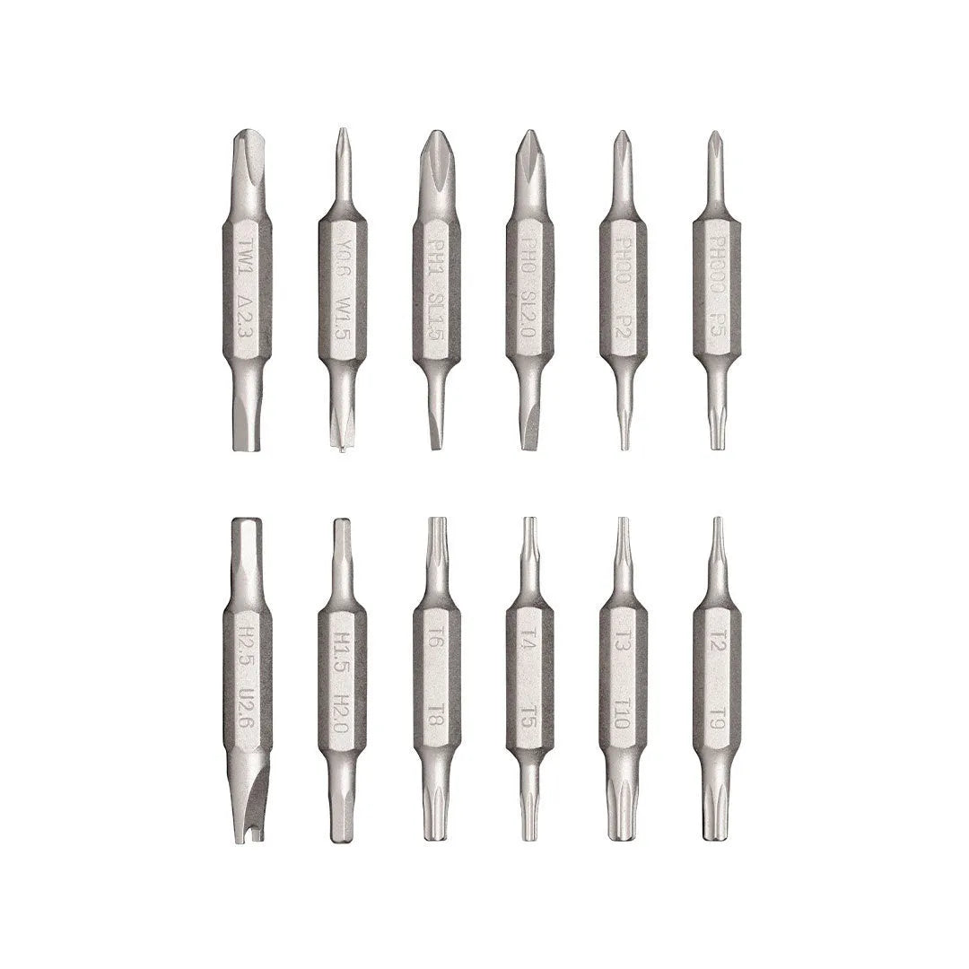 24-in-1 precision screwdriver set for electronic repair with aluminium alloy body and magnetic bit storage