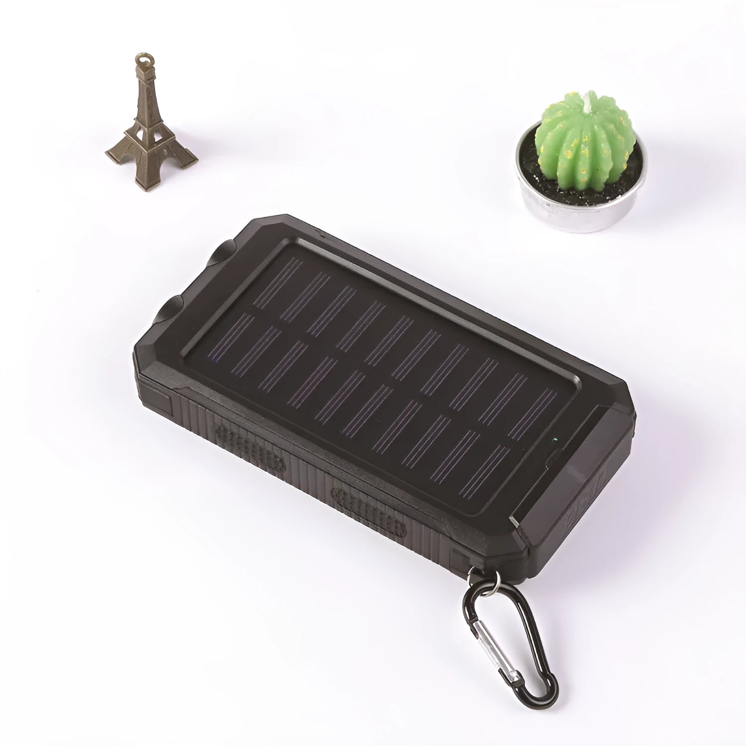 Strong waterproof solar power bank 20000mAh with compass in black shell, polymer lithium battery, outdoor charger