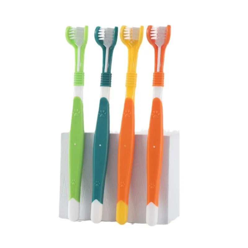 Pet toothbrush for dogs and cats in various colours including orange, dark green and yellow options