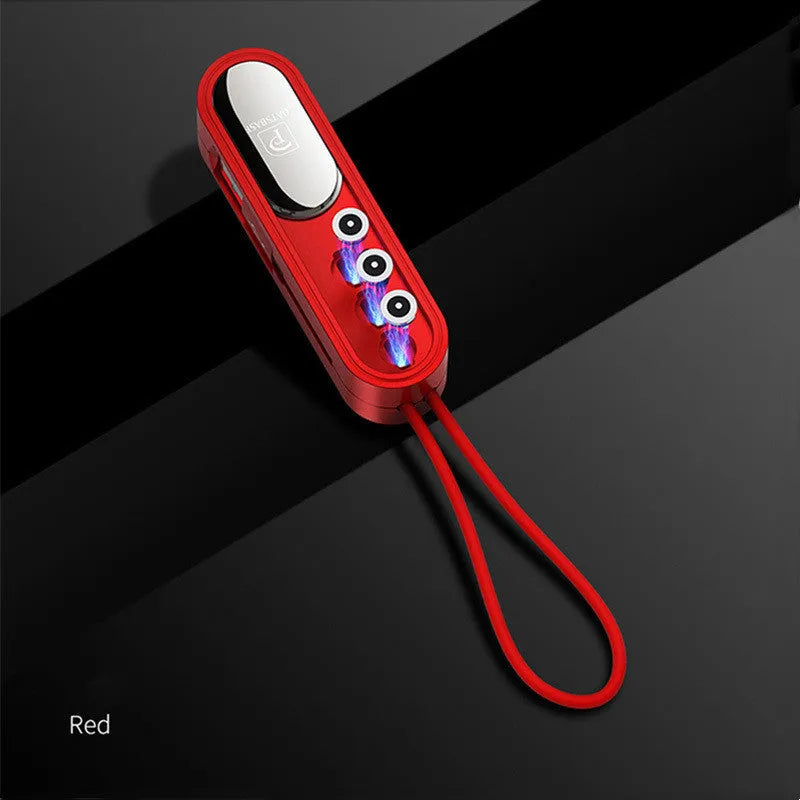 Magnetic three-in-one USB charging cable measuring 0.4m in black, white, or red colours