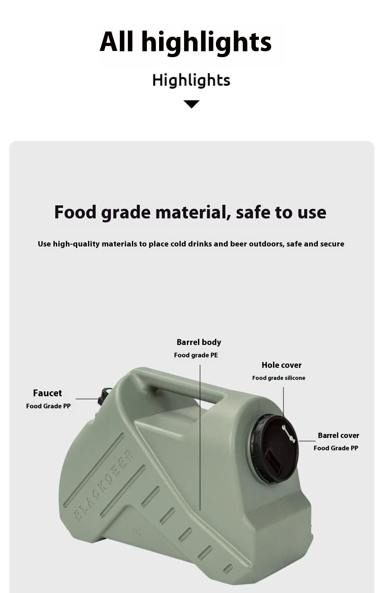 Green portable water storage tank with carry handles in backpack and snail designs