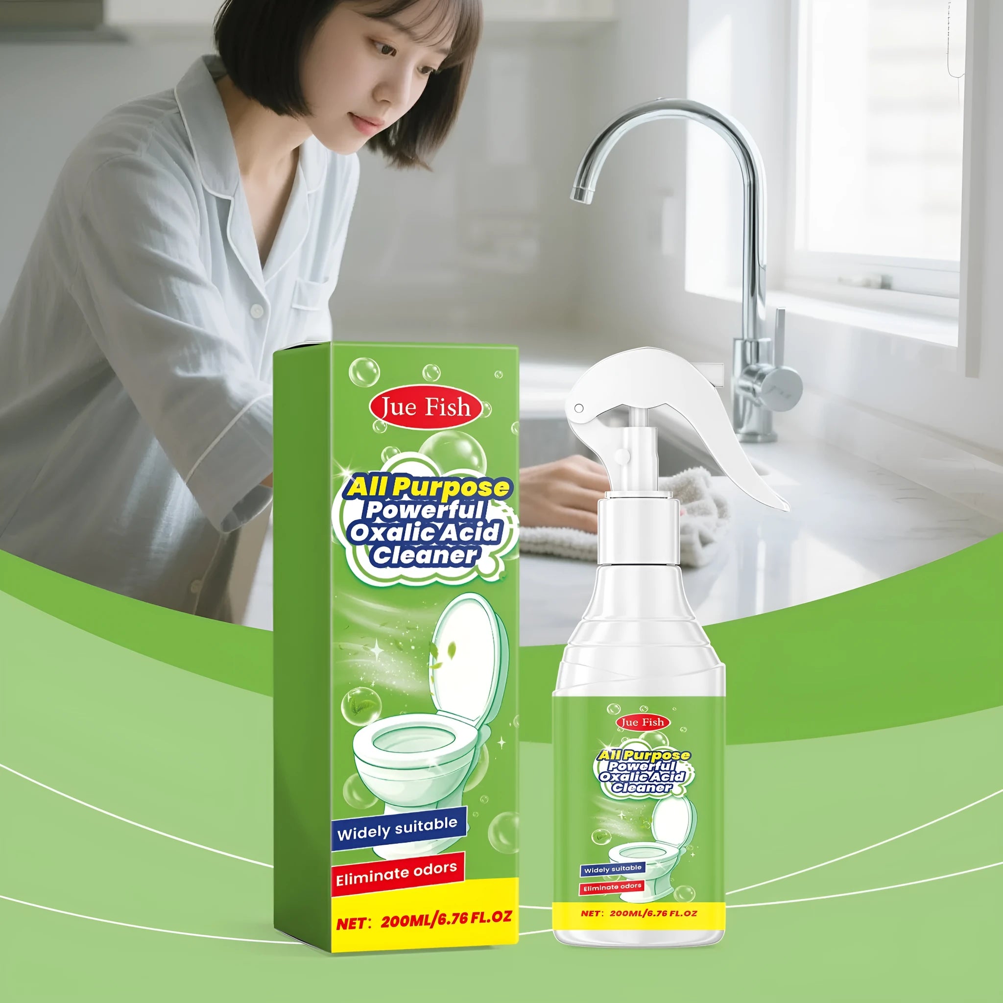 200ml multi-functional household grease cleaning spray bottle measuring 5.5x13.6cm with spray nozzle