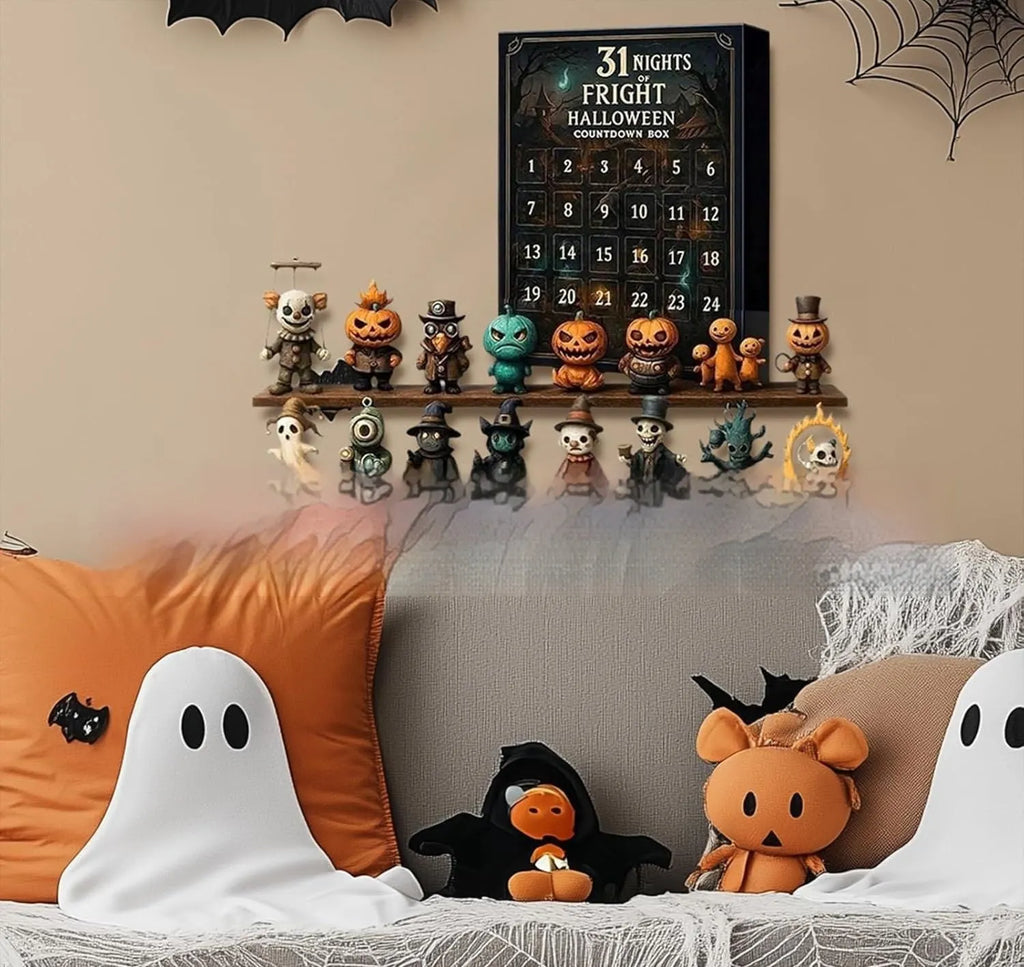 Halloween horror doll advent countdown box in resin and plastic, a blind box for Christmas decoration.