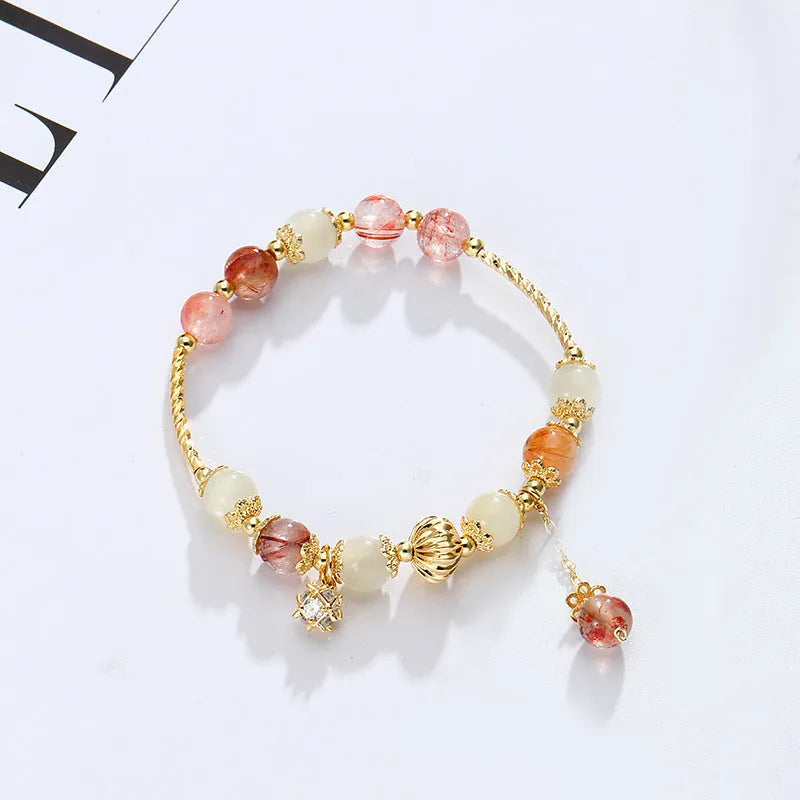 Colour hair crystal flower-shaped bracelet with copper tube and fringed zircon for women