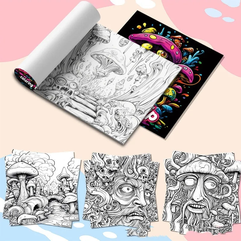 Acid tour coloured painting book with 200mm length on paper surface