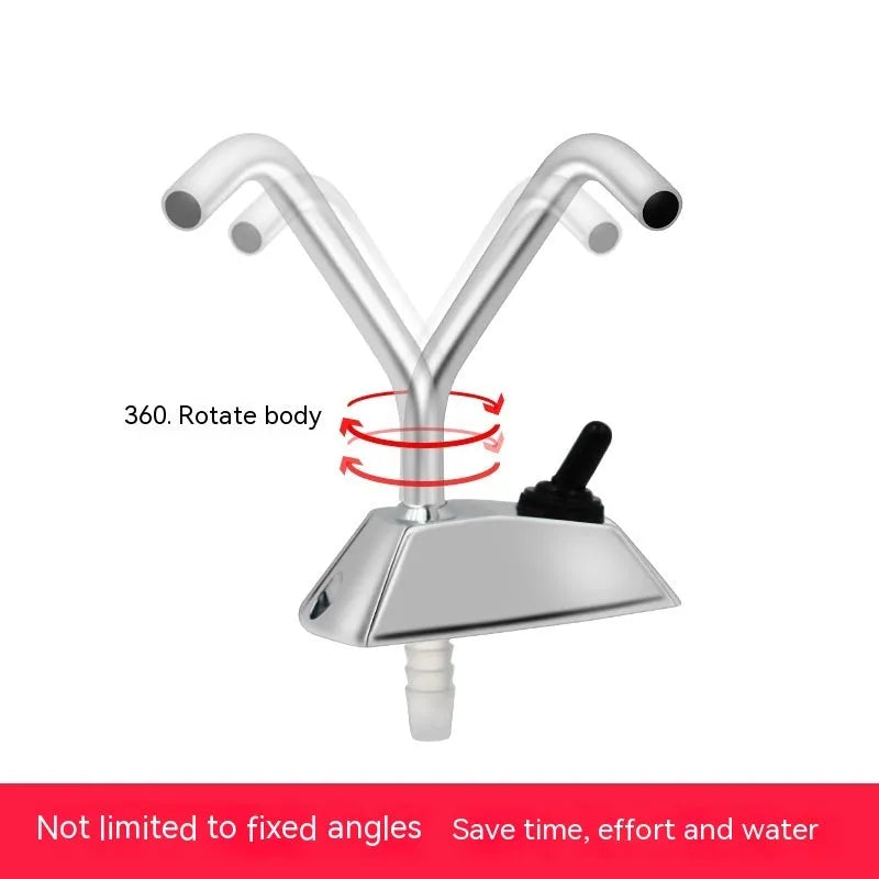 Electronic control RV kitchen faucet in mirror-polished 316 stainless steel with rotating spout.