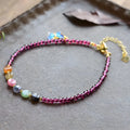Purple natural garnet women's ankle chain with geometric ethnic design jewellery