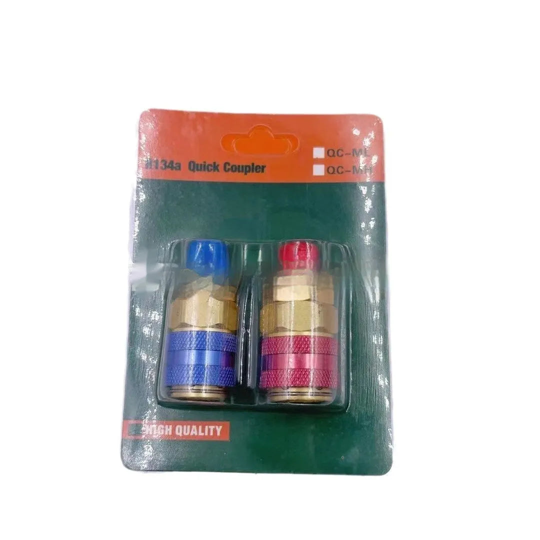 QC-12 straight quick connector in copper with golden yellow finish for automotive repair, pack of two