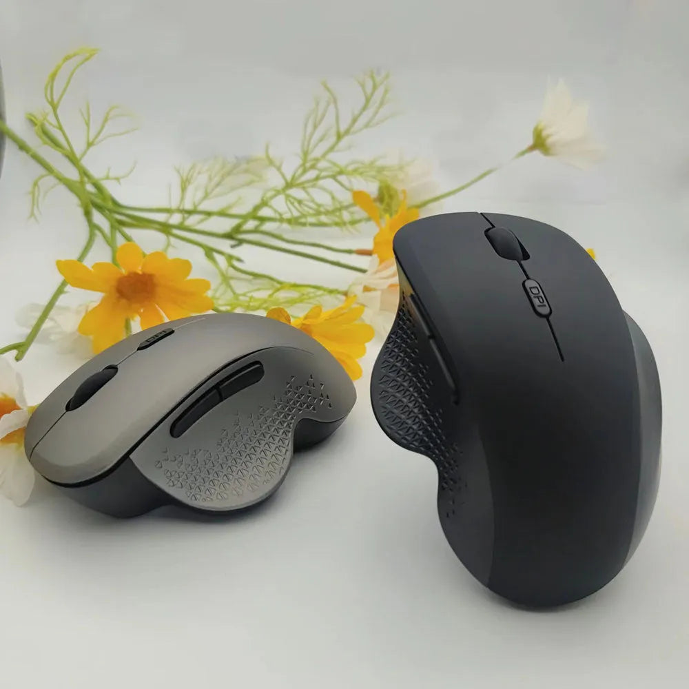 Grey and black self-charging wireless photoelectric mouse for laptop with USB charging cable
