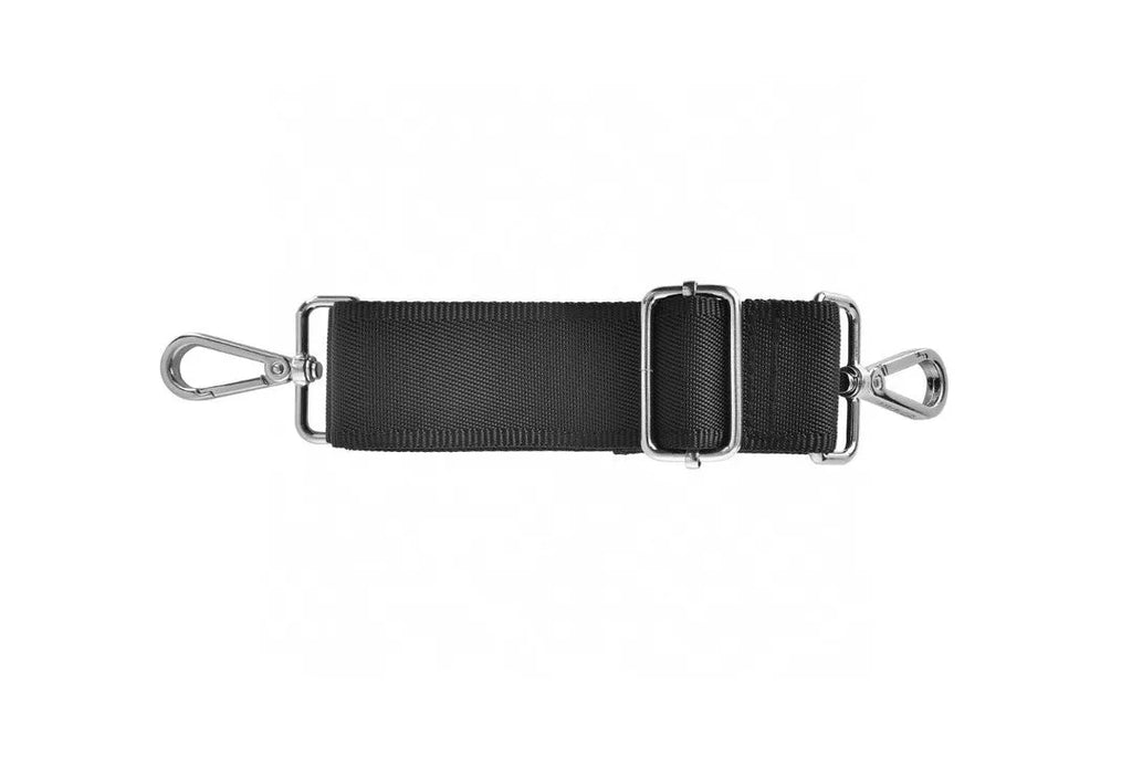 Black Oxford cloth laptop handbag showing multi-pocket organiser design and secure lock.