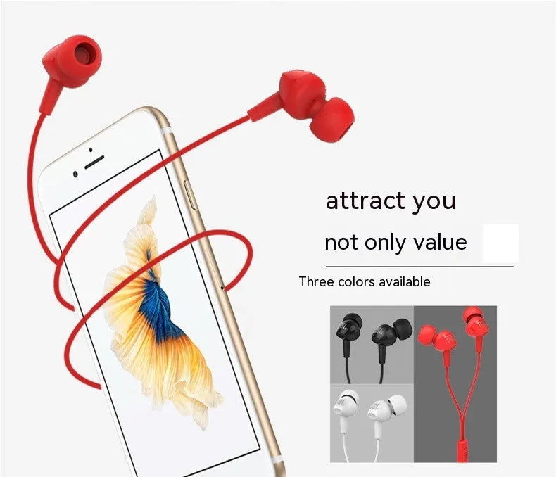 In-ear wired earphone with dynamic bass boost subwoofer in black, 3.5mm plug, 1.2m cable, with microphone