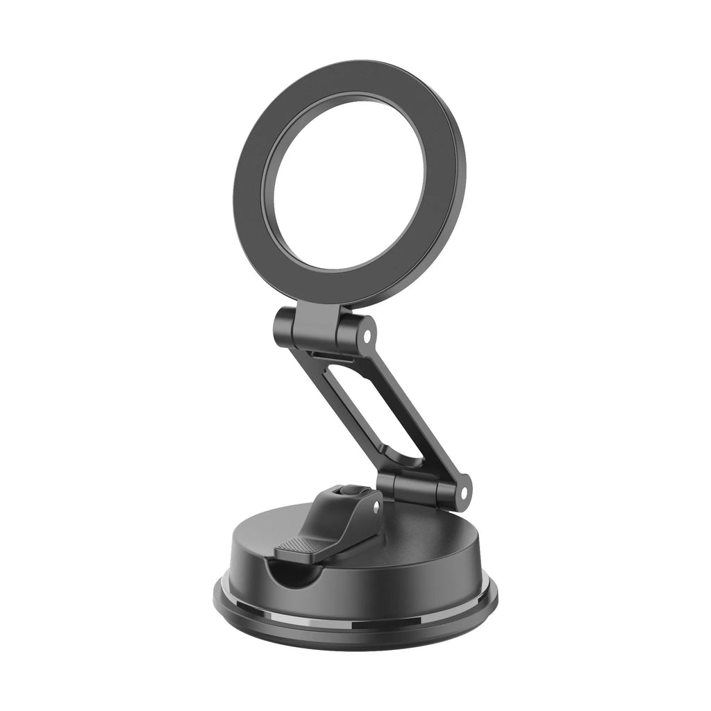 H154 black magnetic car phone holder mounted on dashboard