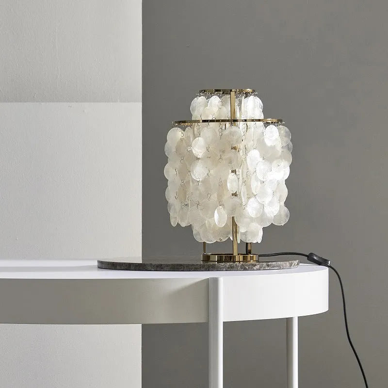 Shell design bedside table lamp in chrome or gold finish with modern simplicity styling