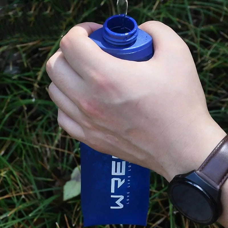 Large capacity soft folding water bottle in black with 250ml TPU silicone body for outdoor use