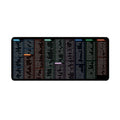 Large office mouse mat with printed English keyboard shortcut keys on natural rubber surface