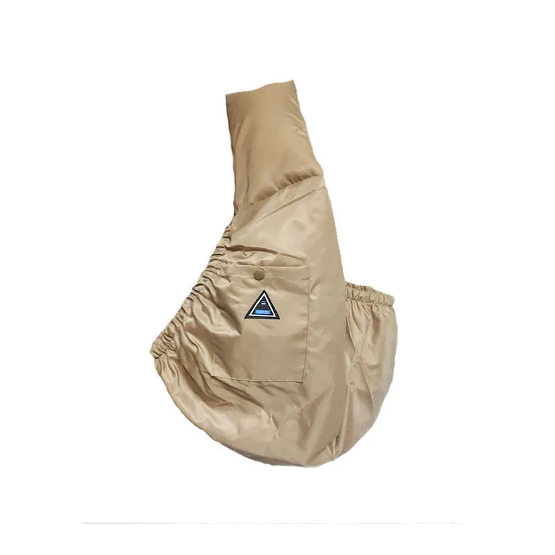 Pet dog travel breathable backpack in brown, M size, plain pattern, double-sided twill material