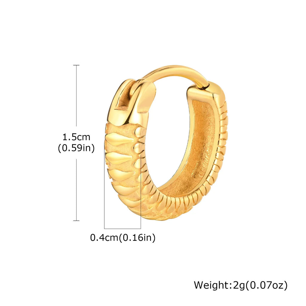 Stainless steel hip hop ear ring with snake pattern design in black or gold colour