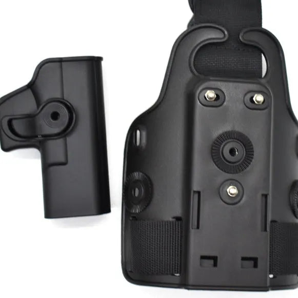 Tactical plastic leg holster with waist plate attachment for outdoor sports