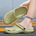 Men's EVA beach shoes soft bottom big toe slippers in light gray, sizes 36 to 46