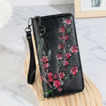 Embossed hand-painted Chinese style zipper handbag with floral pattern in retro style