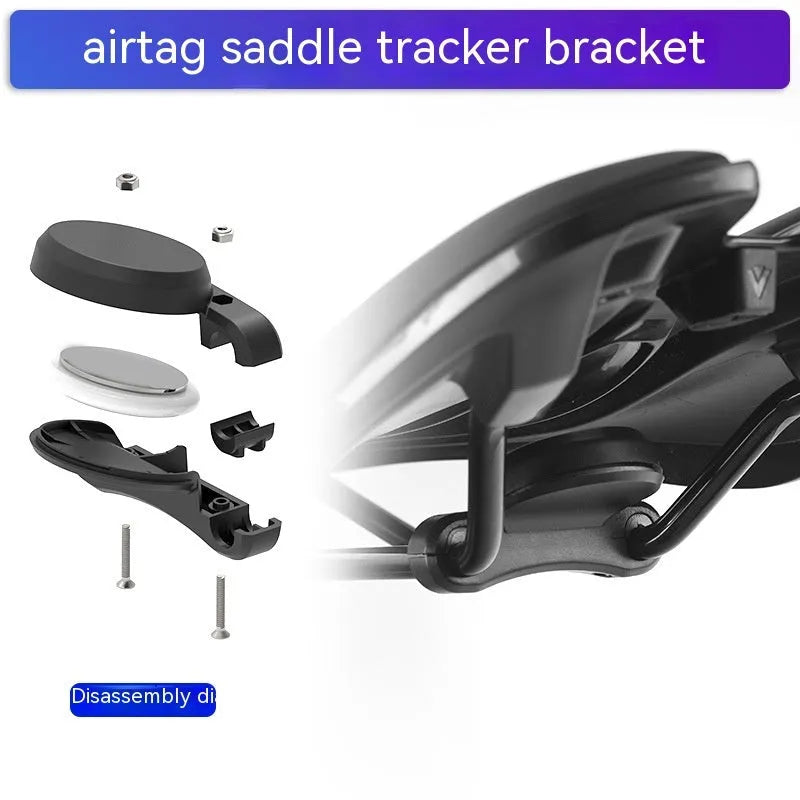 Black ABS plastic bicycle GPS tracker mounting bracket with anti-theft bolts for seat bow installation