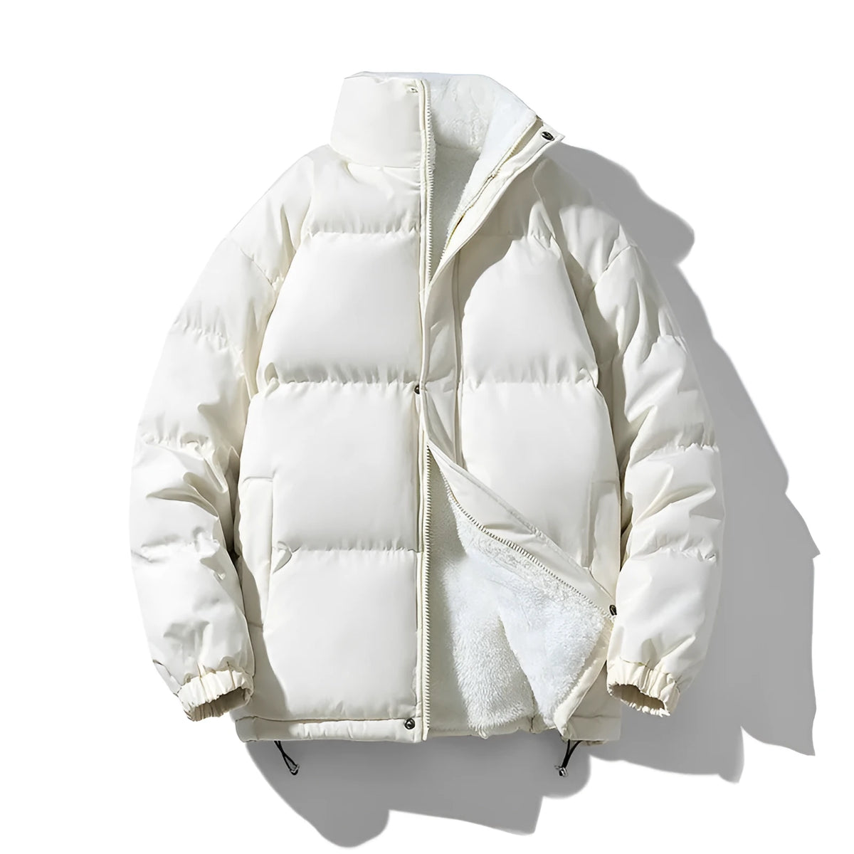 Unisex warm loose stand-collar coat in black, white, gray, blue, or pink, sizes S to 3XL
