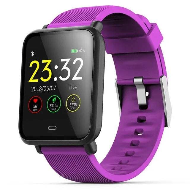Q9 Smart Bracelet with 1.3 inch HD TFT touch screen, silicone strap and IP67 waterproof rating, in black