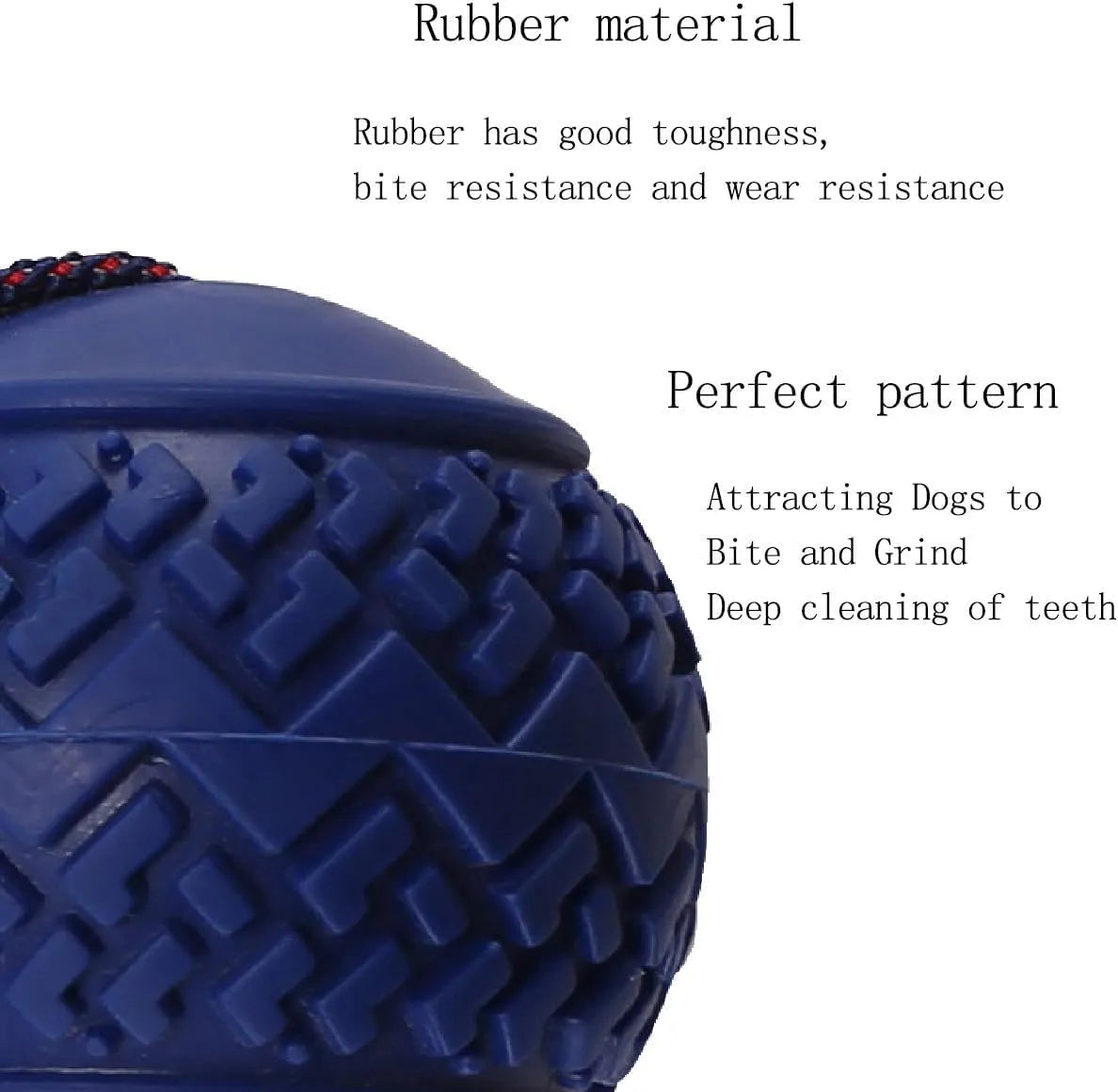 Blue dog ball with rope toy showing textured rubber surface and rope attachment