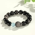 Silver stone fox crystal beaded bracelet with electroplated finish and diamond-shaped beads