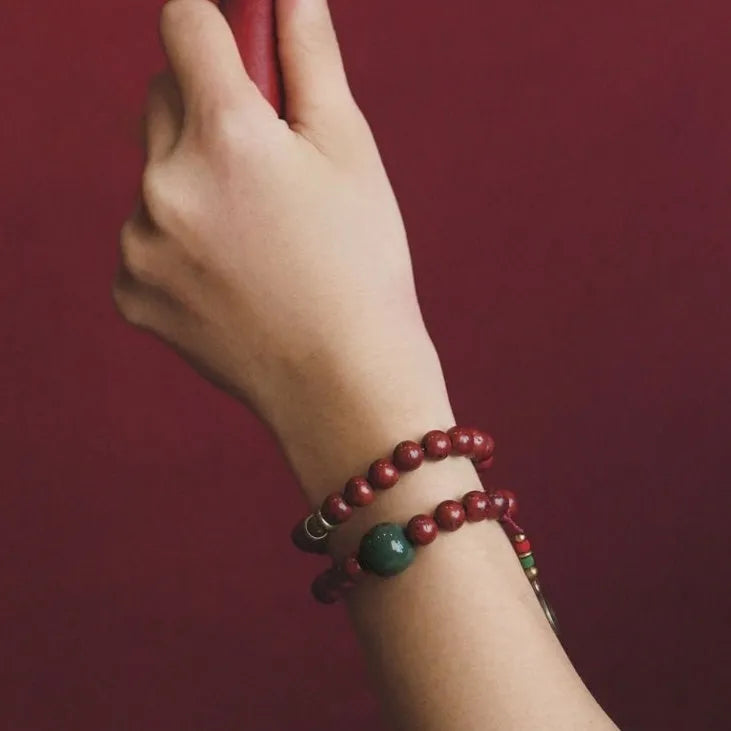 Handcrafted Bodhi double circle bracelet with retro personality style and cartoon design elements