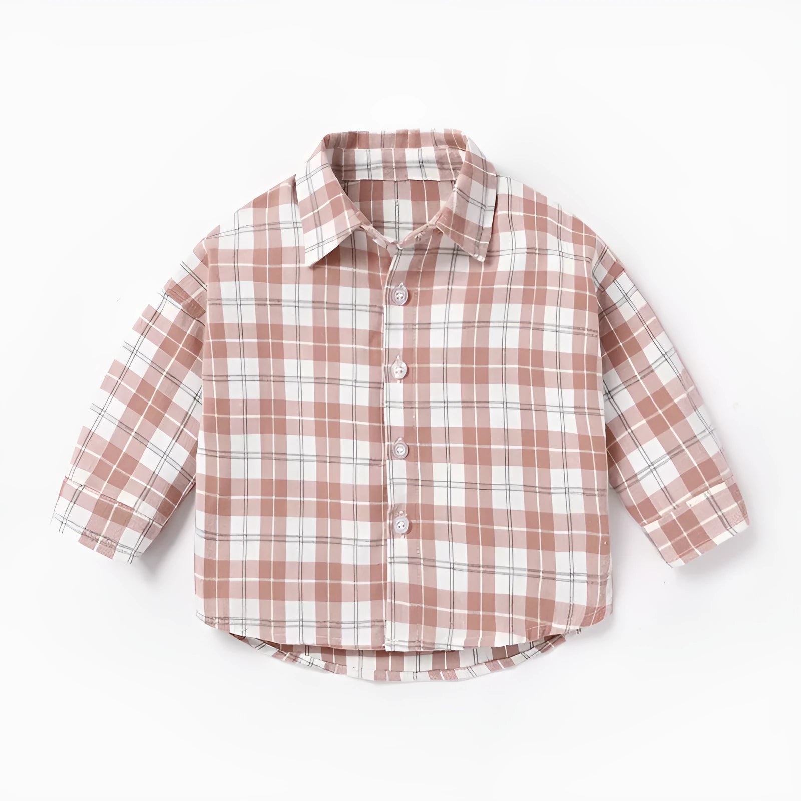 Boys' long sleeve cotton lattice shirt in khaki, featuring animal and cartoon prints, suitable for spring and autumn.